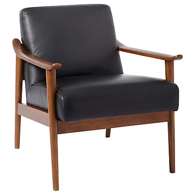 west elm Mid-Century Leather Show Wood Chair, Nero Leather/Pecan west elm Mid-Century Leather Show Wood Chair, Nero Leather/Pecan